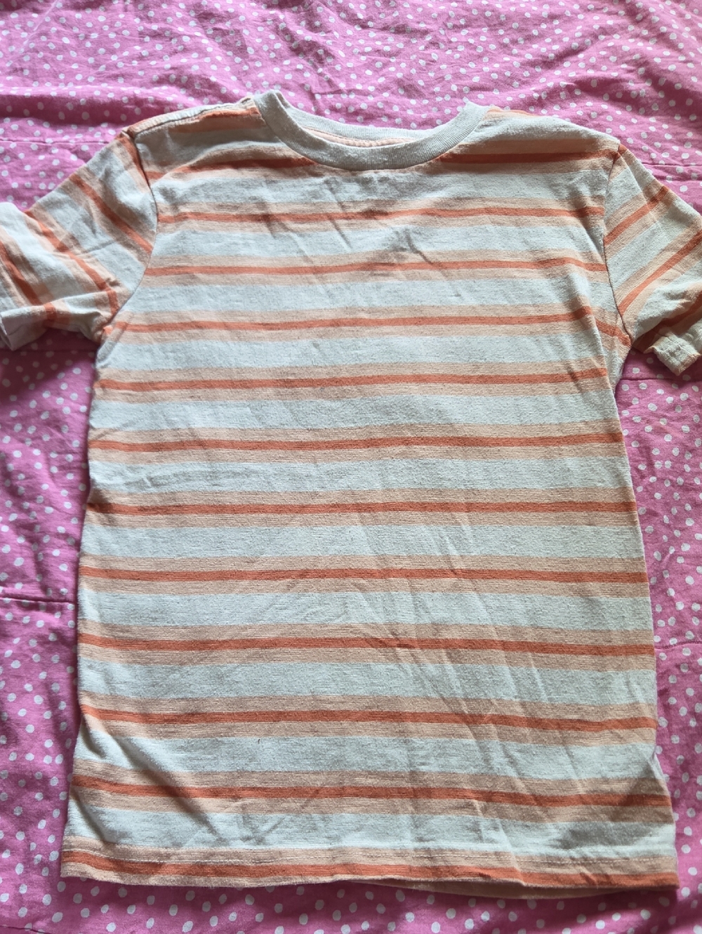 Tommy Bahama Kids Cream & Orange Striped Short Sleeve Tee Size 7-8